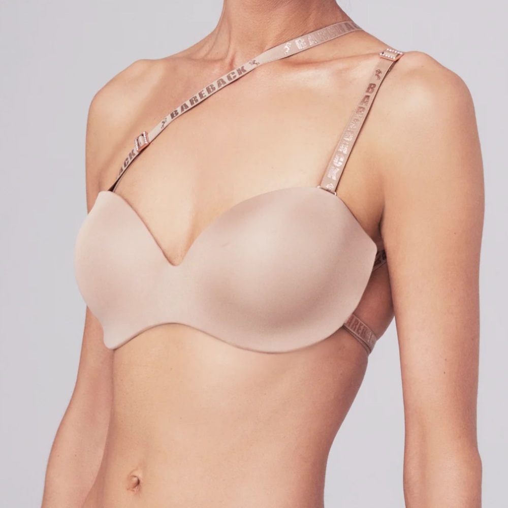 Crystal Sexy Back Bra is Backless Strapless Bra Nude 34D 14+ versatile styles